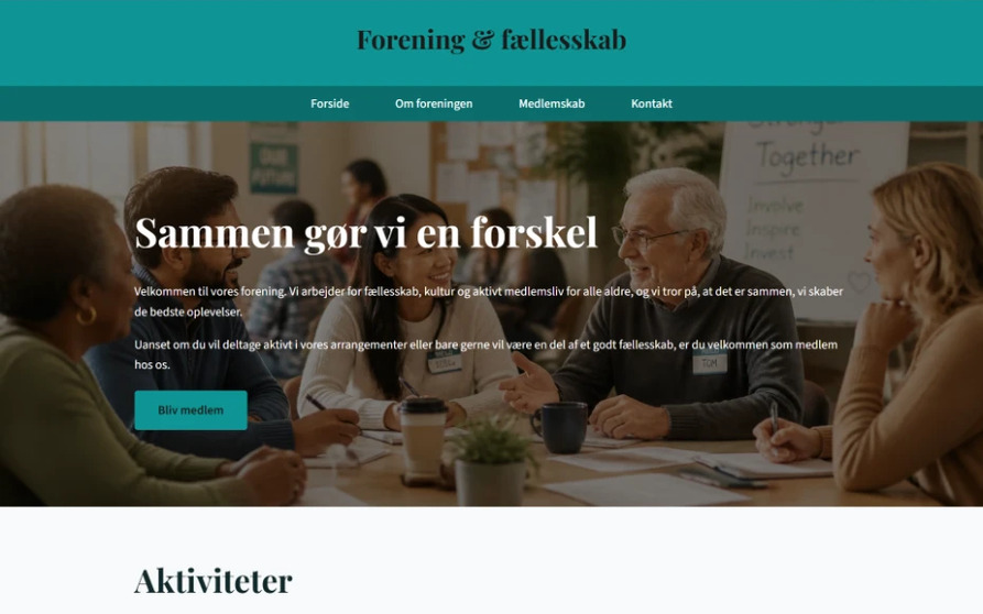 Hjemmeside-skabelon til forening