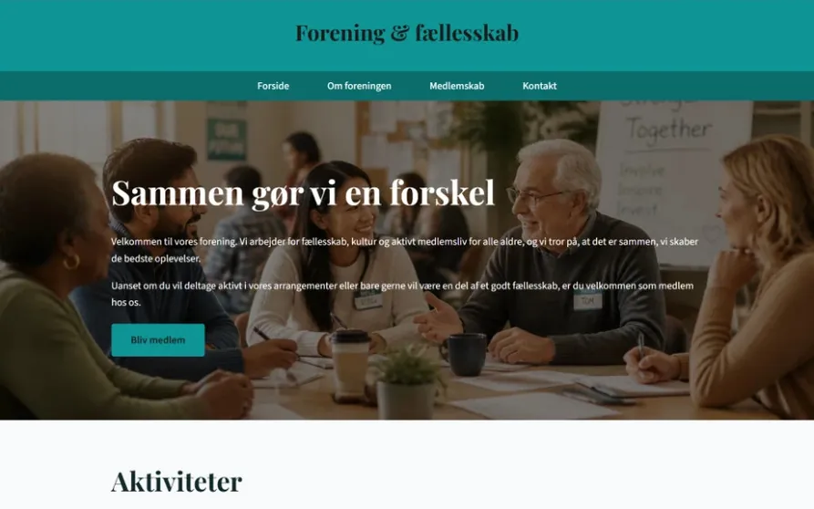 Hjemmeside-skabelon til forening